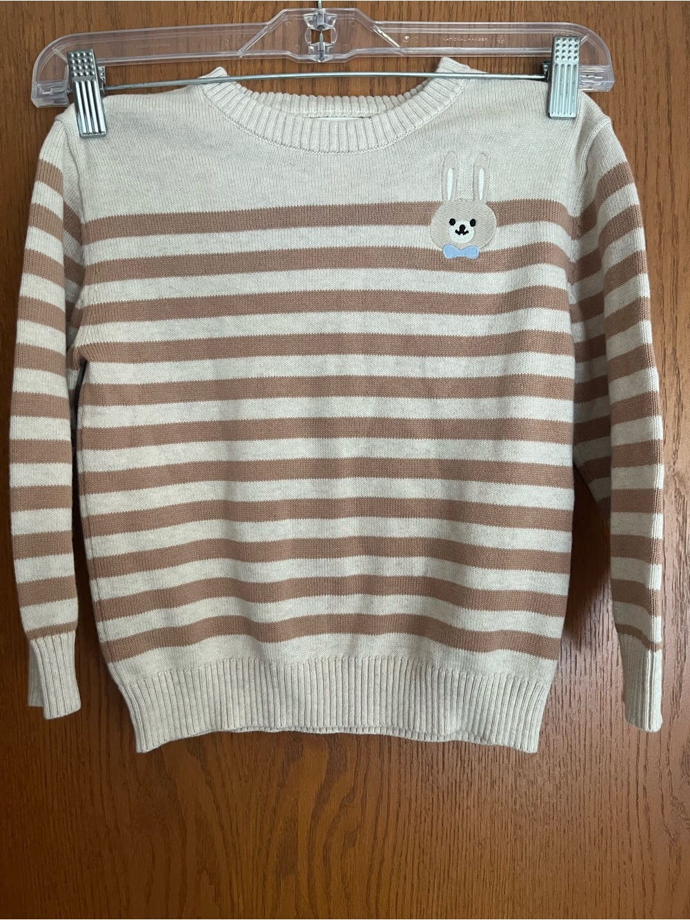Cat & Jack Embroidered Bunny Striped Sweater 4T 100% cotton
